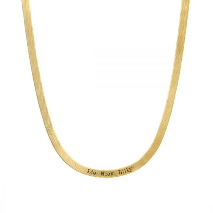 Herringbone Gold Plated Engraved Necklace for Women - Talisa