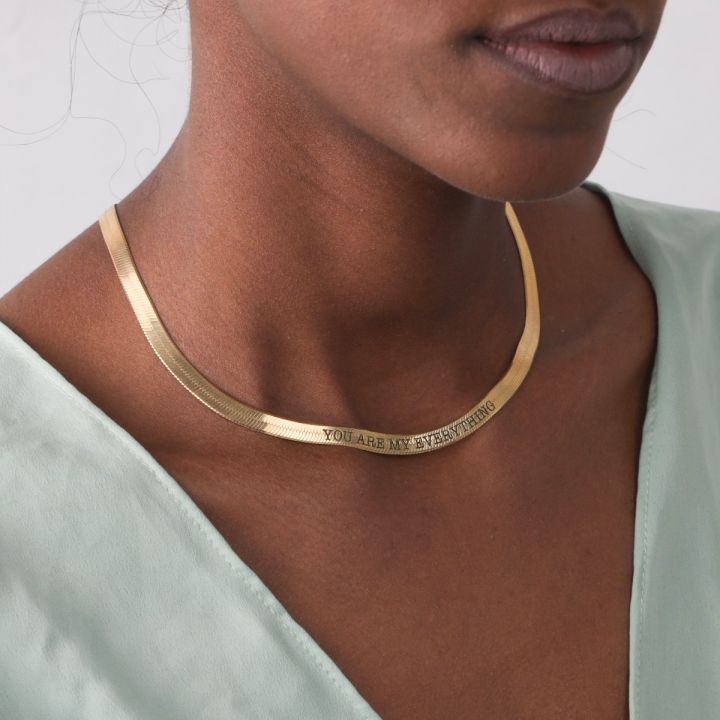 Melissa Herringbone Name Necklace [18K Gold Vermeil] - Wide Chain