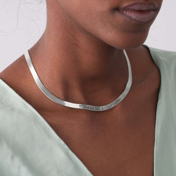 Melissa Herringbone Name Necklace [Sterling Silver] - Wide Chain