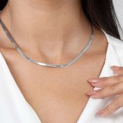 Melissa Herringbone Name Necklace [Sterling Silver]