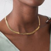 Melissa Herringbone Name Necklace [18K Gold Plated] - Wide Chain